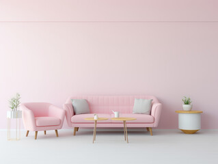 Chic Pink Living Room Interior with Modern Furniture