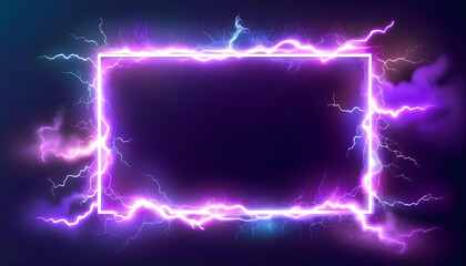 A neon purple smoke and lightning design in an empty frame