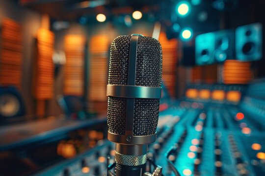 Smart audio technology in a business setting, conference room speakers and mics, professional look , cinematic