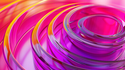 Artistic statement in a glass plane spiral with a hot pink to violet vibrant transition.