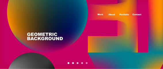 A vibrant geometric background with circles and squares in electric blue and magenta colors, inspired by automotive lighting. Perfect for multimedia brand display devices and electronic devices
