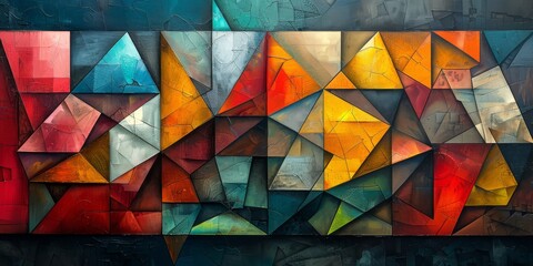 Cubist deconstruction scene comprised of abstracted angular facets and planes