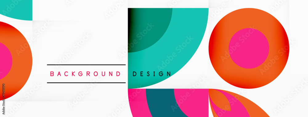 Aufkleber a vibrant aqua background with magenta circles and lines, creating an artistic design reminiscent of