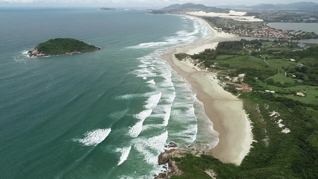 Aerial view of Praia do Portinho, near Praia do Rosa (Rosa Beach) - Imbituba, Santa Catarina, Brazil