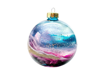 Glass Ornament With Purple and Blue Design