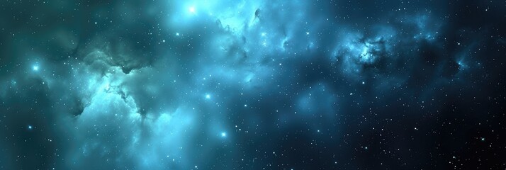 Majestic Blue Nebula in Deep Space