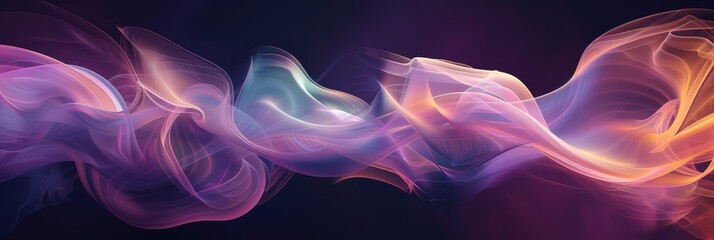 Vibrant Abstract Smoke Waves on Dark Background - obrazy, fototapety, plakaty