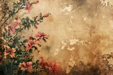 Pink Flowers on Brown Background
