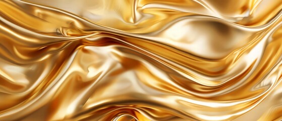 Abstract golden liquid smooth background with waves luxury. 3d illustration