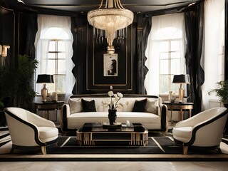 A room with a couch a table and a lamp that says the name of the company quotes, luxury interior design