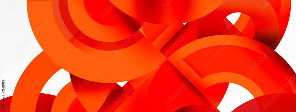 Aufkleber A variety of red flowers and geometric shapes like circles and triangles are displayed on a white background, creating a vibrant and dynamic composition