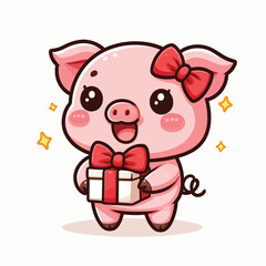 Obraz na płótnie Canvas cute pig Illustrator Artwork