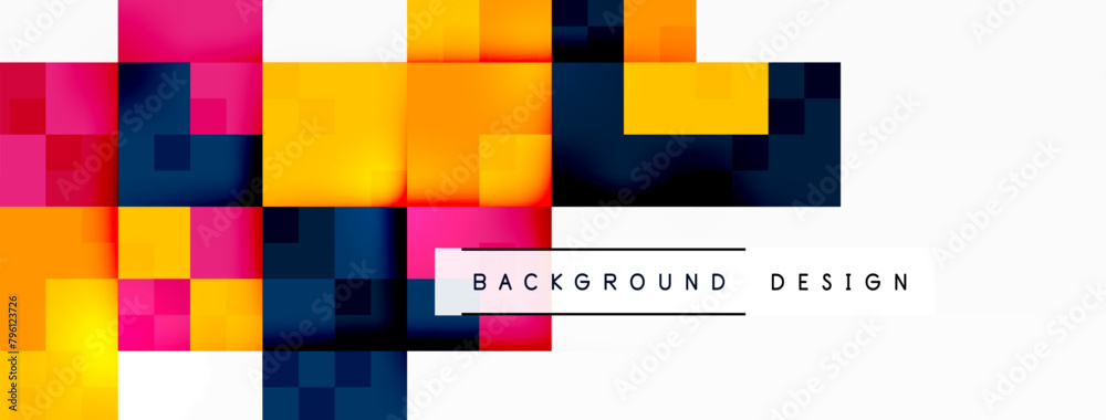 Aufkleber Vibrant electric blue squares create a symmetrical pattern on a white background. The parallel rectangles add a pop of color and energy to the design