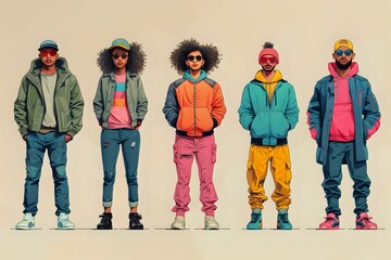 Urban Confidence: Stylized Characters in Vibrant Colors