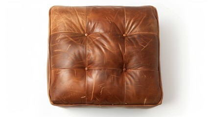 Obraz premium Vintage leather cushion on white background
