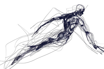 Minimalist continuous line human in motion dynamic and fluid pure expression  - obrazy, fototapety, plakaty