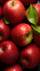 fresh apple adorned with glistening raindrops of water background poster 
