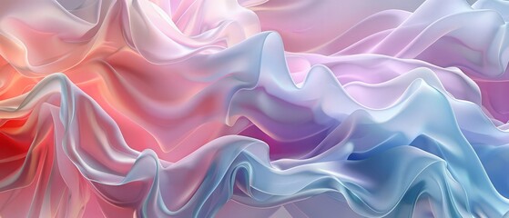 Beautiful abstract background with multi-layaered colored waves for a light floral design. 3D rendered colored background.