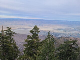 View of Palm Springs and the San Bernardino mountains beyond from San Jacinto State Park, California