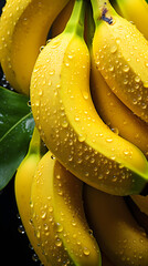 fresh banana adorned with glistening raindrops of water background poster 