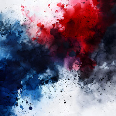 A splash of paint with blue, red and black colors. The splatter of paint is in the middle of the image