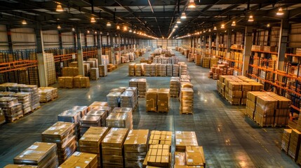 Modern large warehouse in shipping transportation, DC cargo center, AI generated for Ai