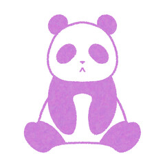 座っているすまし顔のパンダのイラスト（紫）