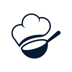 Culinary logo design, combination of chef hat and ladle. Good to use for restaurants, culinary companies etc.