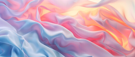 Obraz premium A colorful, flowing piece of fabric with a pink and blue gradient. The colors are vibrant and the fabric appears to be flowing in a way that suggests movement. Scene is one of fluidity and grace