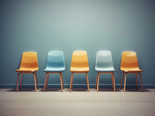 Obraz premium A row of chairs with one odd one-out Job opportunity recruitment concept design.