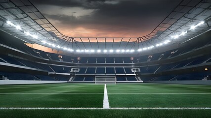 football stadium with empty goal