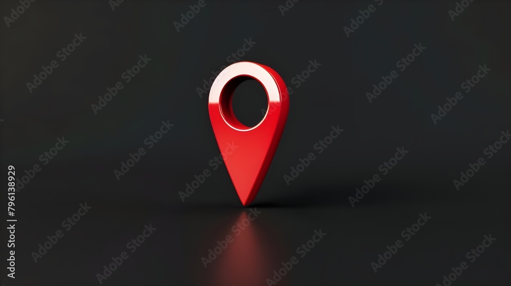 Wall mural navigational search engine optimization maps red marker on dark black background (generative ai)