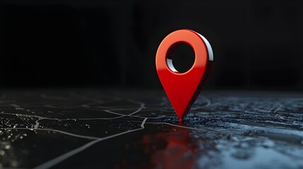 Navigational Search Engine Optimization Maps Red Marker On Dark Black Background (Generative AI)