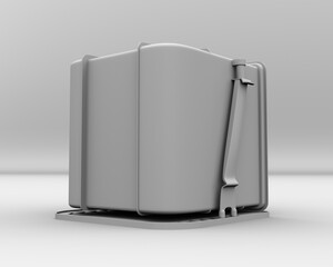 Clay rendering of Semiconductor Foup carrier. Generic design. 3D rendering image.