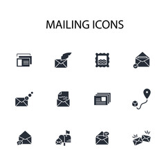 Mailing icon set.vector.Editable stroke.linear style sign for use web design,logo.Symbol illustration.