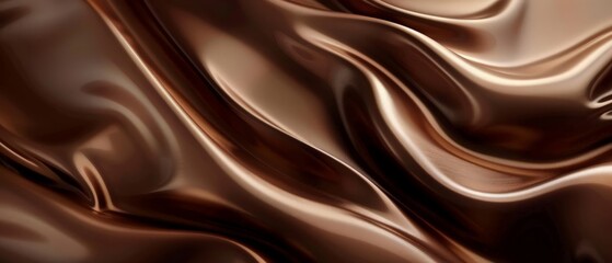 Dark chocolate background.Chocolate wave background. Flowing smooth satin texture, dark brown creamy chocolate pattern.Gradient banner design.Business card template..