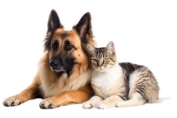 Cat and dog sleeping together on Transparent Background PNG