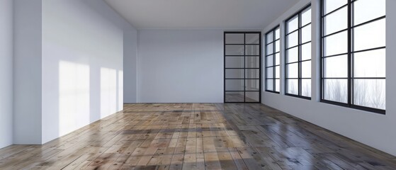 Empty home interior wall mock-up, 3d render