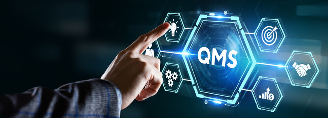Quality management system business and industrial technology concept. QMS. - obrazy, fototapety, plakaty