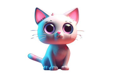 Tiny cute cat toy standing character on Transparent Background PNG