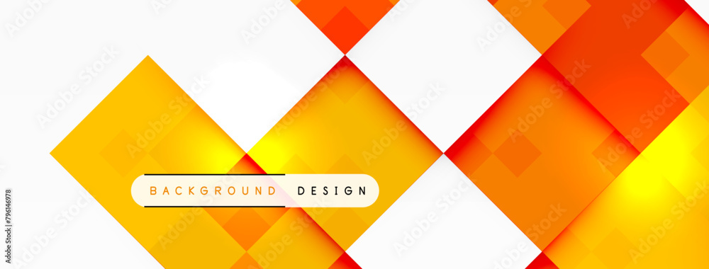 Poster a colorful background with yellow and orange squares on a white background . high quality