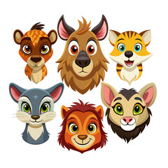 Fototapeta premium set with animals in cartoon style on a white background