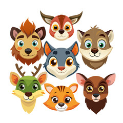 Fototapeta premium set with animals in cartoon style on a white background