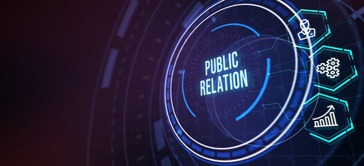 PR Public relations concept. Communication advertising marketing strategy. 3d illustration - obrazy, fototapety, plakaty