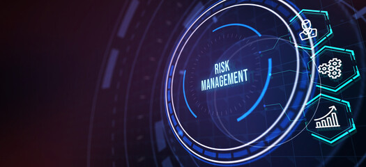 Risk Management and Assessment for Business Investment Concept. Business, Technology, Internet and network concept. 3d illustration - obrazy, fototapety, plakaty