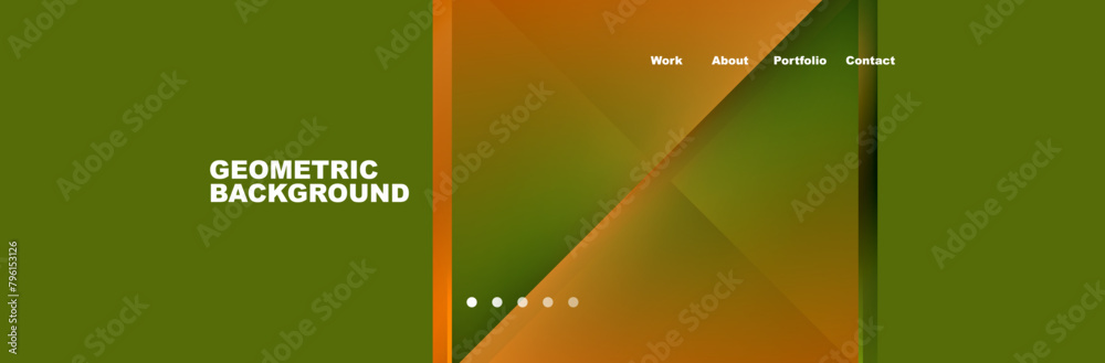 Aufkleber a geometric background with orange and green triangles on a green background . high quality
