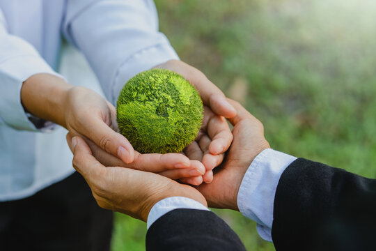 Environment Earth Day ESG concept, hands holding earth protect nature environmentally sustainable Save Earth. the Environment World Earth Day concept