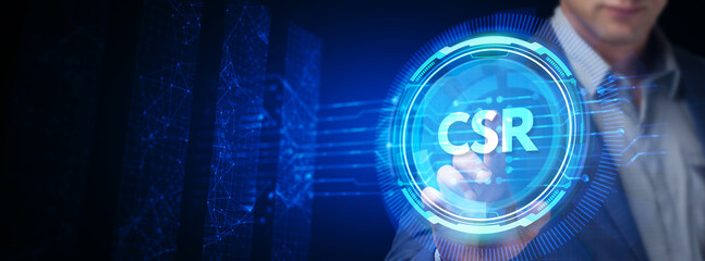 CSR abbreviation, modern technology concept. Business, Technology, Internet and network concept. - obrazy, fototapety, plakaty