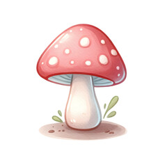 Cute Red Mushroom Cartoon Illustration
