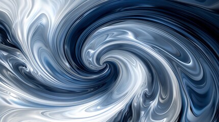 The hypnotic, mesmerizing shades of blue and white in the abstract swirling vortex create a captivating design